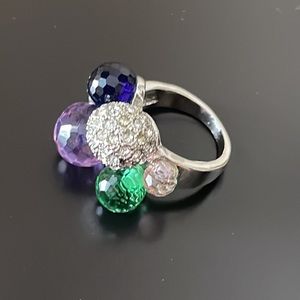 Beautiful ring crystal beads silver ring size 8 new forever 21